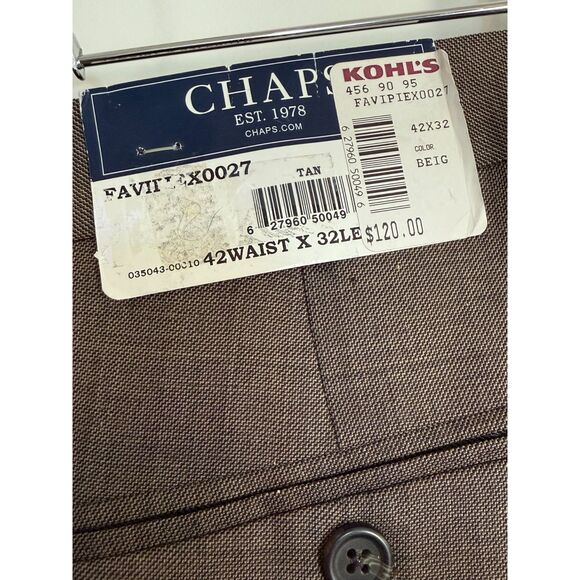 CHAPS NEW Wool Trousers Sz 42x32 Beige Retail $120 - Picture 4 of 8